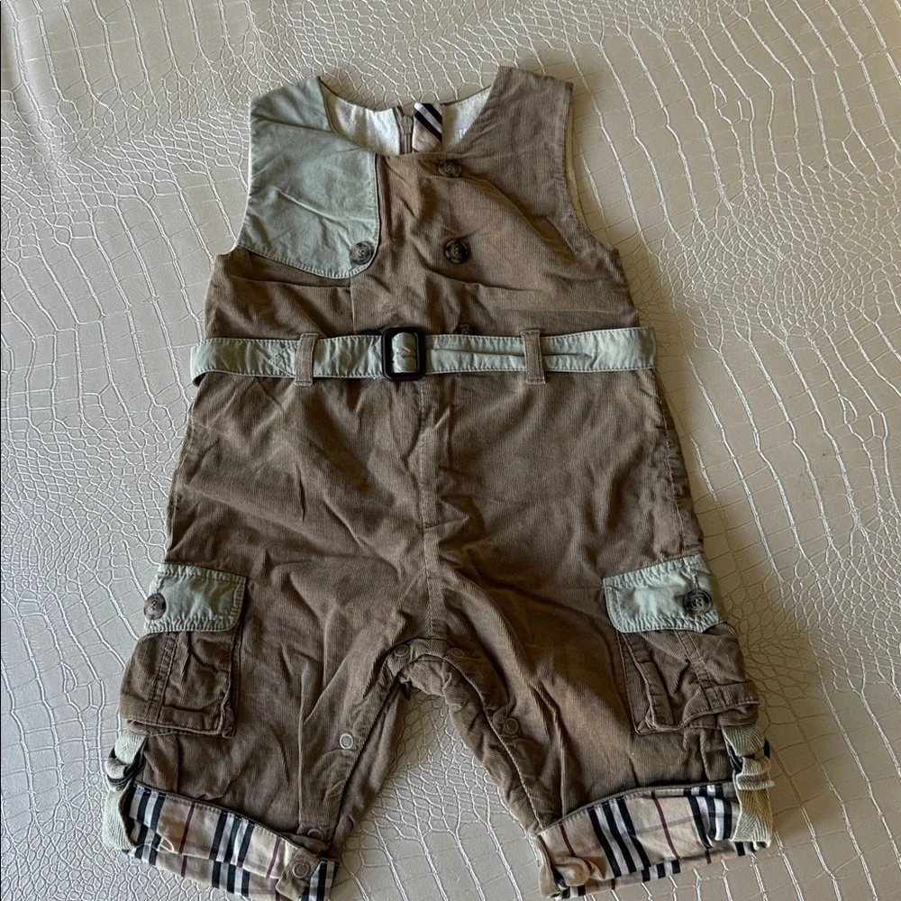 Burberry Boy Tan‎ Corduroy Baby Overalls Size 6M
